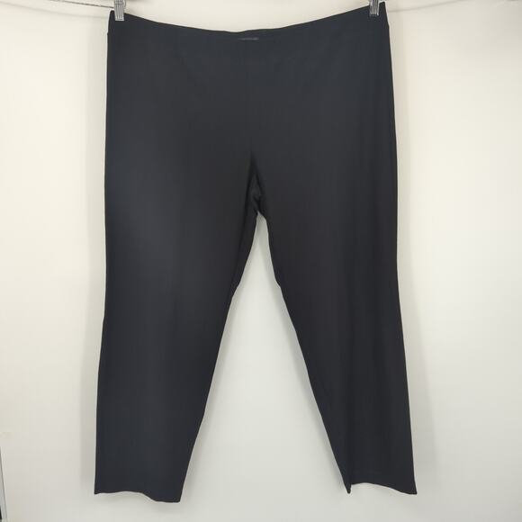Eileen Fisher 3X Black Stretch Capsule Straight Leg Ankle Pants Pull-On Comfy - Picture 1 of 6